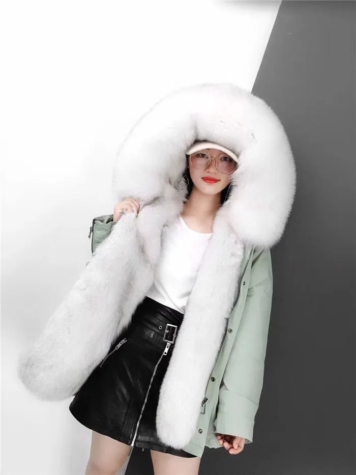 Chaquetas Mujer Женская парка из натурального Лисьего меха, зимняя меховая подкладка из натурального Лисьего меха, пальто для женщин