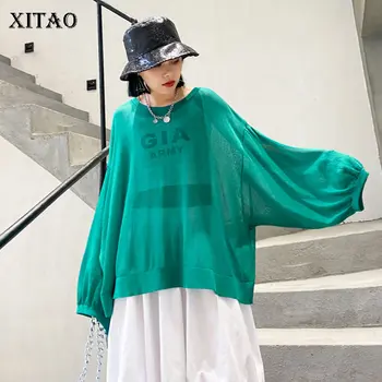 

XITAO Pleated Plus Size Tee Fashion New Women Pleated Goddess Fan Casual Style Minority Loose 2020 Summer T Shirt DMY4612