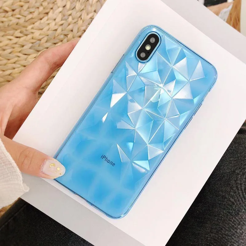 Роскошный силиконовый 3D Алмазный чехол для телефона для iPhone 11 Pro XS Max XR X карамельный цвет Мягкий ТПУ чехол для iPhone 8 7 6S 6 Plus 5S 5S SE - Цвет: Blue