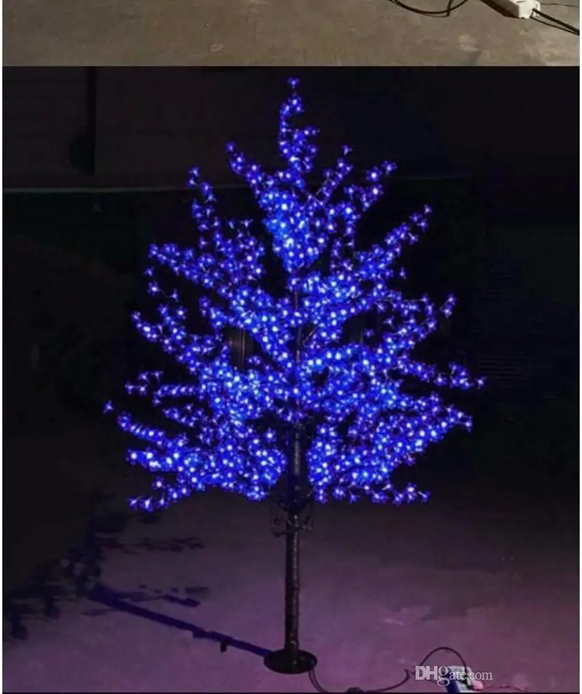 1.5M 1.8m 2m Shiny LED Cherry Blossom Christmas Tree Lighting Waterproof Garden Landscape Decoration Lamp For garden home decor - Цвет: Синий