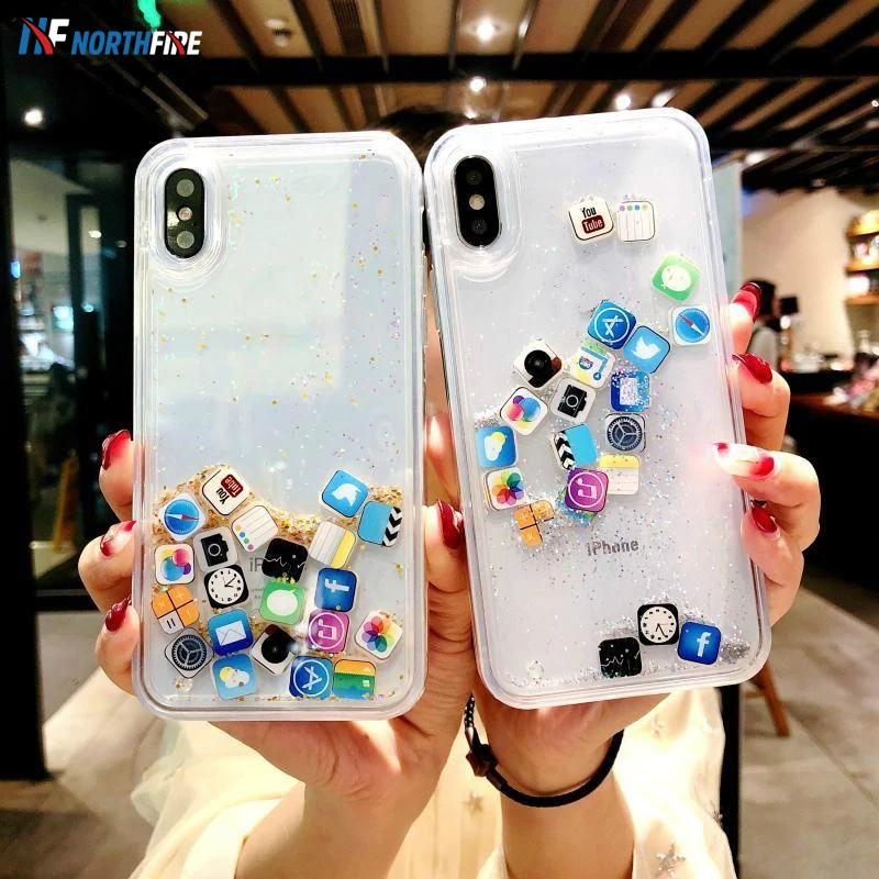 

NORTHFIRE Glitter Quicksand Clear TPU Case For iPhone XR/X/XS Max 6S/7/8 Plus Soft Bling Dynamic Liquid Back Cover Coque Fundas