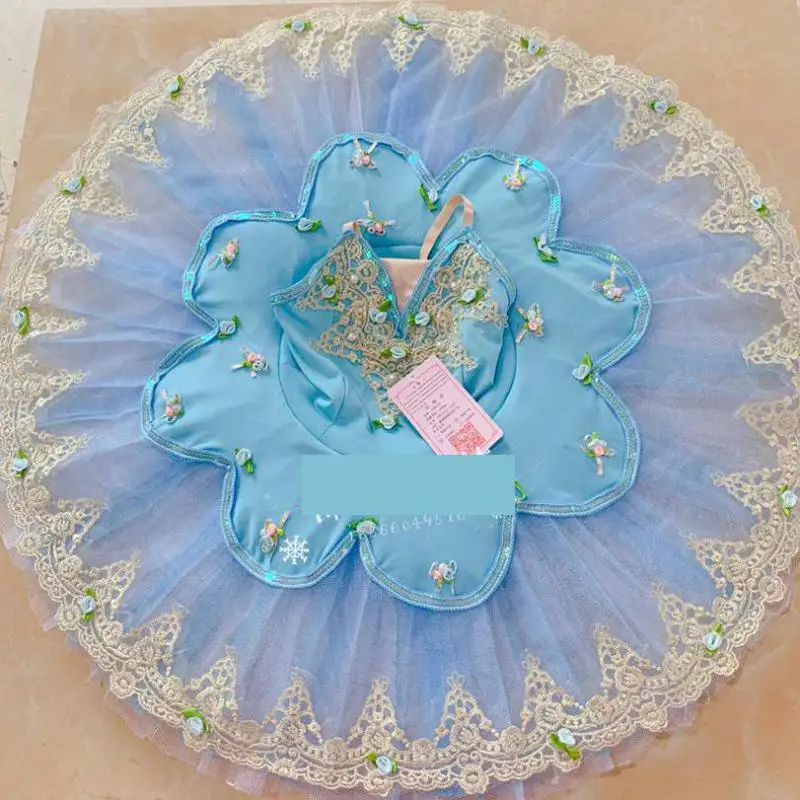 

Pink Blue Professional Ballet Tutus For Girls Child Swan Lake Ballet Dress Dance Clothes Pancake Ballerina Figure Skating Dress