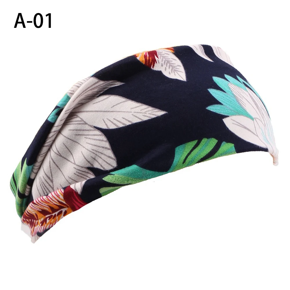 New Fashion Women Print Boho Head Scarf Quick Dry Sport Sweat-absorbent Turban Stretchy Cotton Headband Yoga Workout Hair Band
