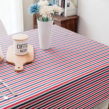 

Cotton Linen Simple Pastoral Style Multi-color Stripe Geometry Rectangular Table Cloth Teapoy Table Tablecloth Table Cloth