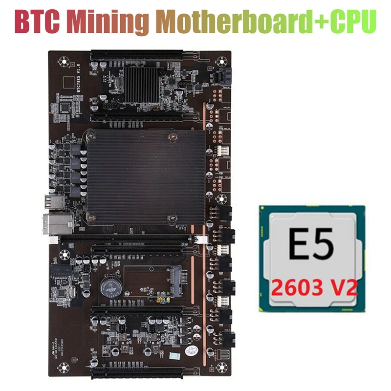 Материнская плата для майнинга BTC X79 H61 + E5-2603 V2 2011 CPU 5X PCI-E 8X LGA DDR3 поддержка 3060 3080 GPU |