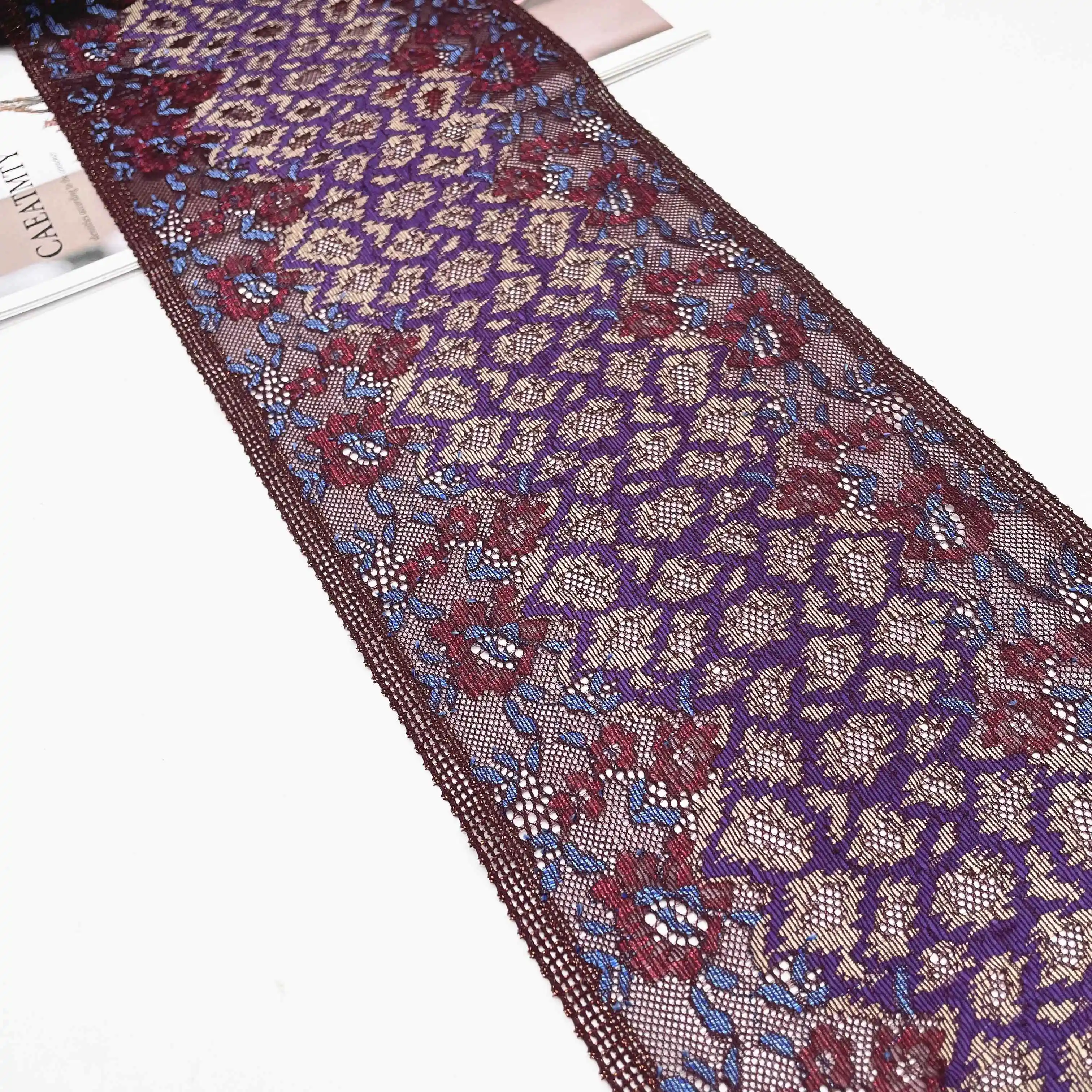 3y/Lot Width 17cm Mixed Purple Shimmer Stretch Lace Trim 1