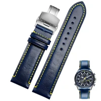 بديل Citizen AT8020 JY8078-حزام ساعة من الجلد الطبيعي 23 مللي متر-أزرق مع مشبك قابل للطي
