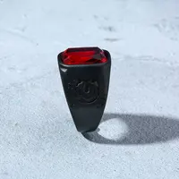 Deep Black Red Zircon Men's Ring 6