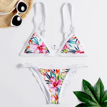 

Flower Print 2020 Sexy Bikini Set Two Piece Swimsuit Women Push Up Swimwear Brazilian Bathing Suit Beachwear Swimming Suit