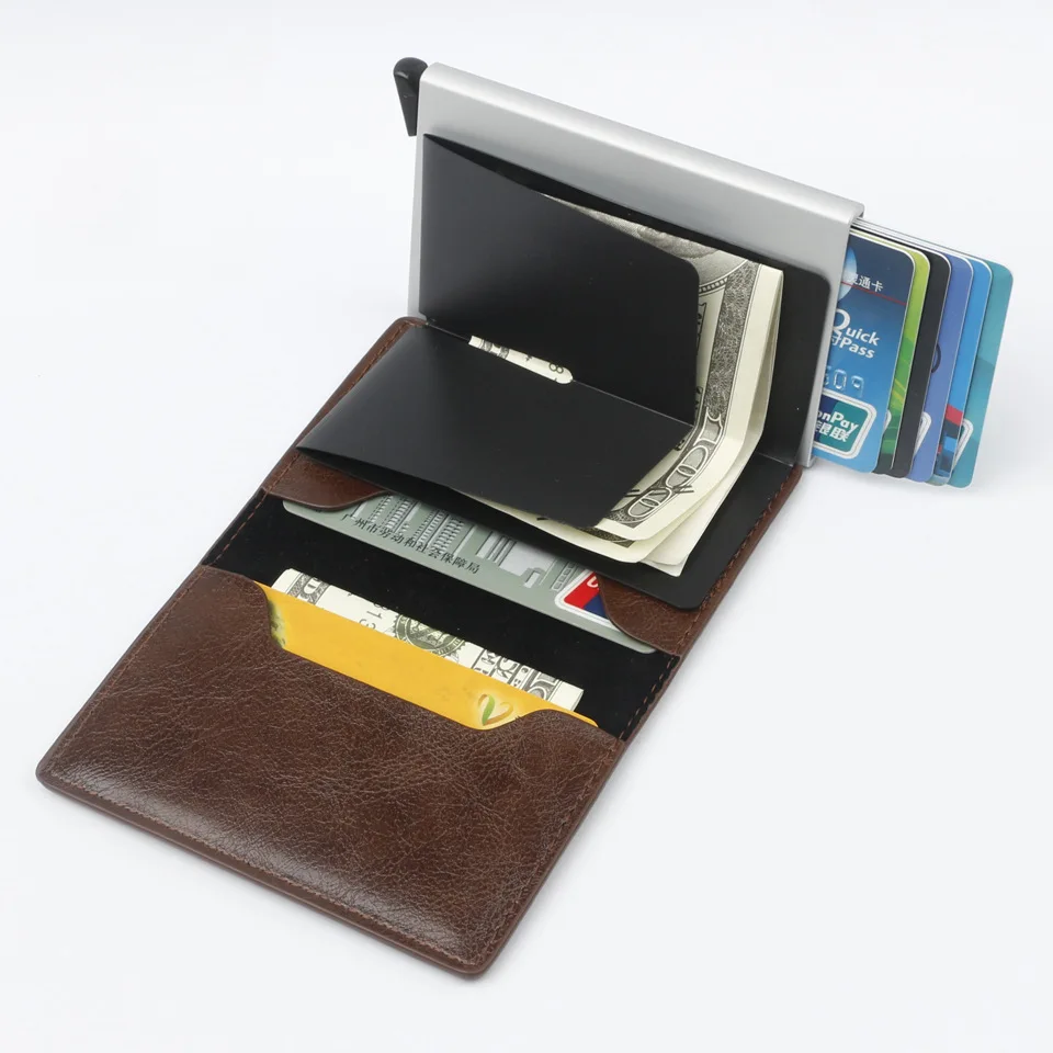 Модный мужской и женский кредитный держатель для карт из углеродного волокна держатель для карт алюминиевый тонкий короткий держатель для Карт RFID блокирующая карта кошелек
