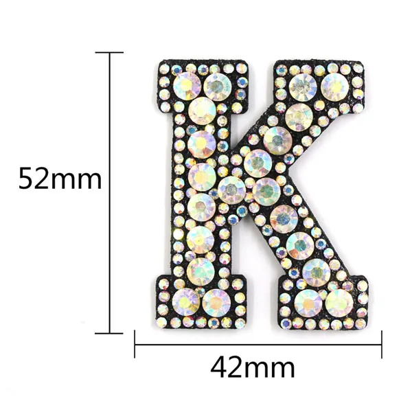 K 26 Английских Букв, стразы, нашивки, 3D цифры, алфавит, стразы, аппликация, A-Z, 1-9, железные нашивки, Значки для имени, сделай сам, одежда - Цвет: K