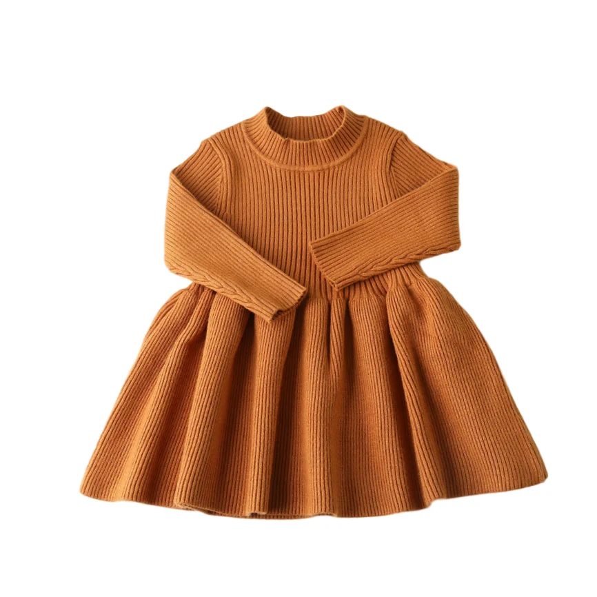 HoneyCherry Autumn Winter Girls Wool Knitted Sweater Baby Girl Dress