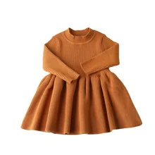 Robe d'automne et d'hiver pour petites filles, pull en laine tricoté, tenue de fête et de mariage pour petites filles 