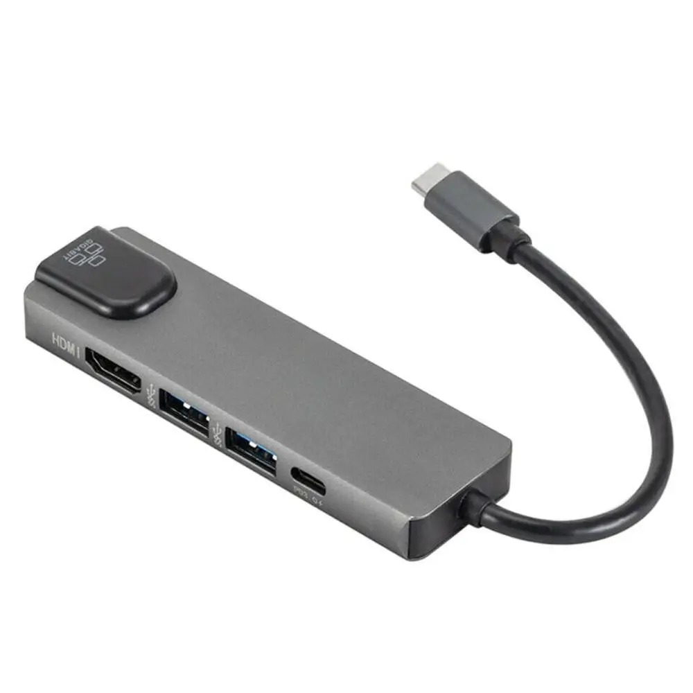 5 in 1Type C HUB 4 Port USB-C to USB 3.0 Splitter Converter Adapter Cable for Macbook Pro iMac PC Laptop Notebook Accessories - Цвет: Черный