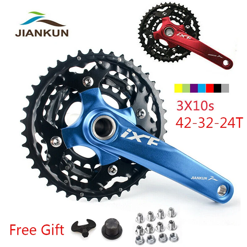 Green Bike Crankset BB BCD104 Round/Oval single Chainrings 32-42T Chain Ring set