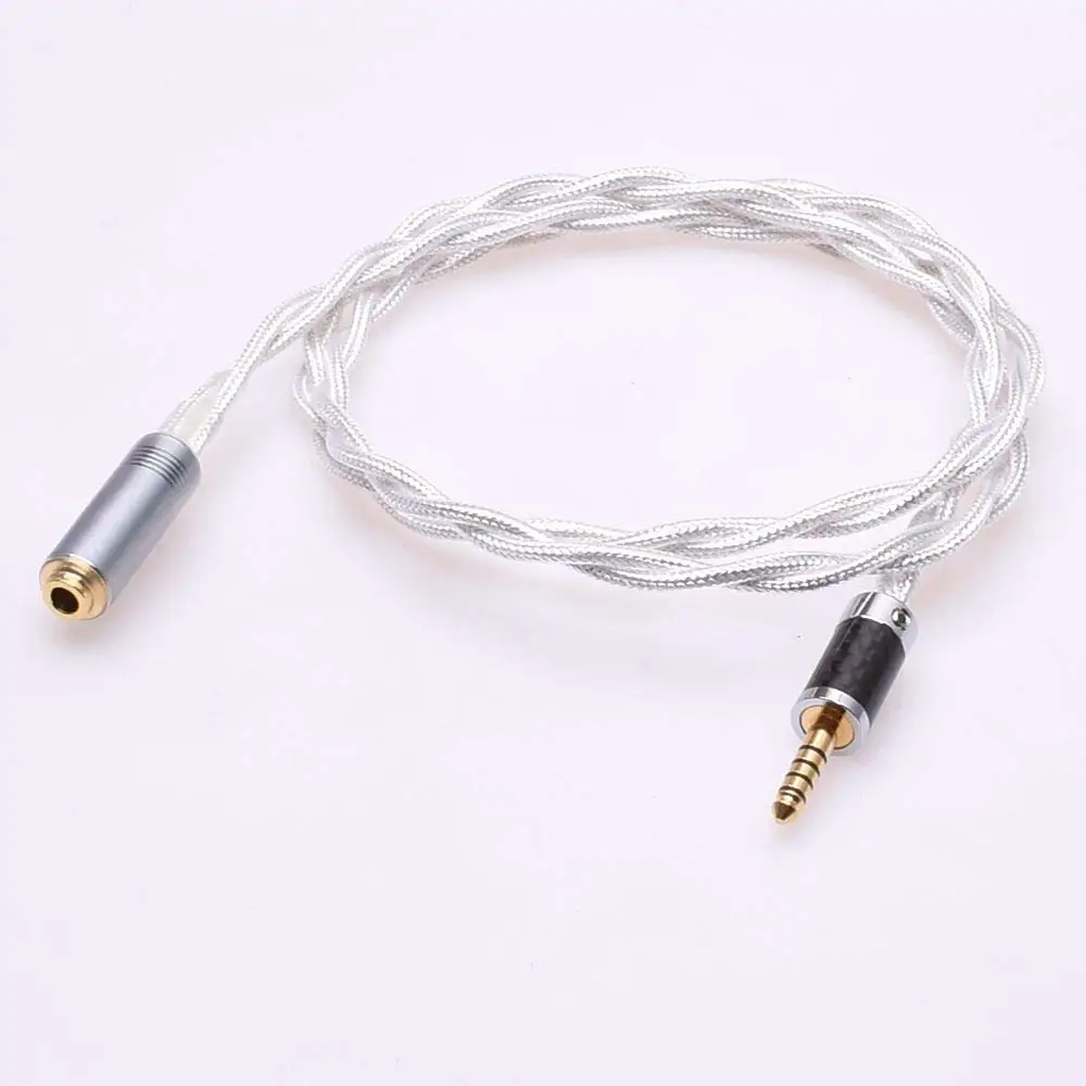 Gagacocc 4.4 mm Macho para 4.4 mm Fêmea Equilibrada Cristal Claro Banhado a Prata Escudo Adaptador de Áudio Atualização Cabo Extensão Fone de Ouvido