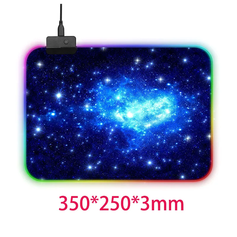 Большой игровой RGB коврик для мыши 14 цветов светодиодный rgb Освещение 1,8 м USB кабельная клавиатура Коврик для мыши с заблокированным краем 800*300 Противоскользящий - Цвет: Star 350x250x3 mm