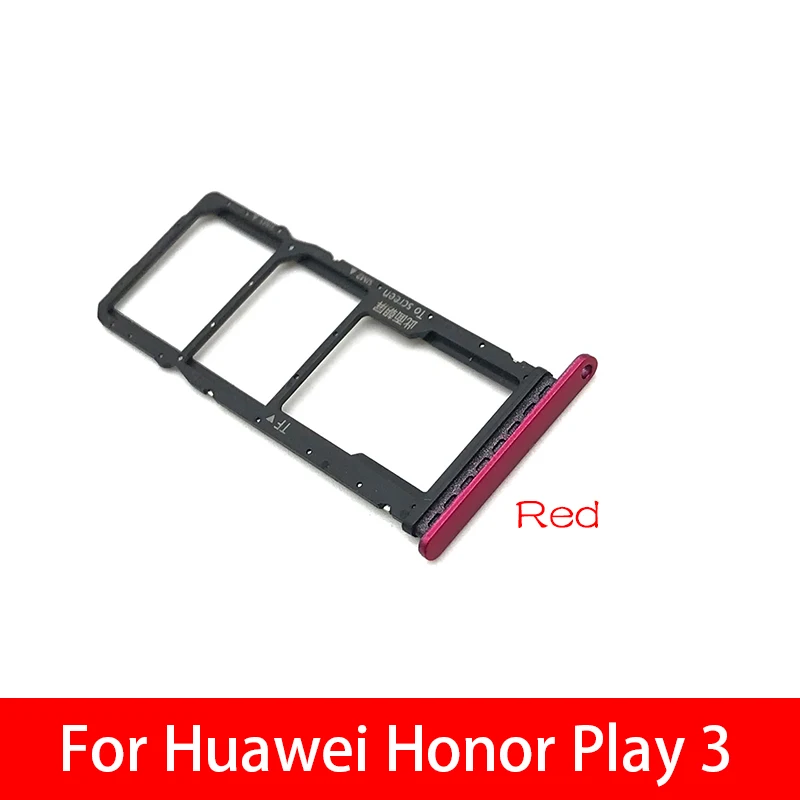 Red Держатель для sim-карты SD карты адаптер для huawei Honor Play 3 запасные части красный черный - Цвет: Red