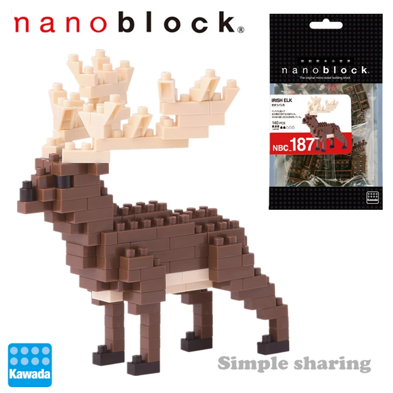 NANOBLOCK ирландский Лось мини кирпичи головоломки 140 штук отличный подарок NBC-187