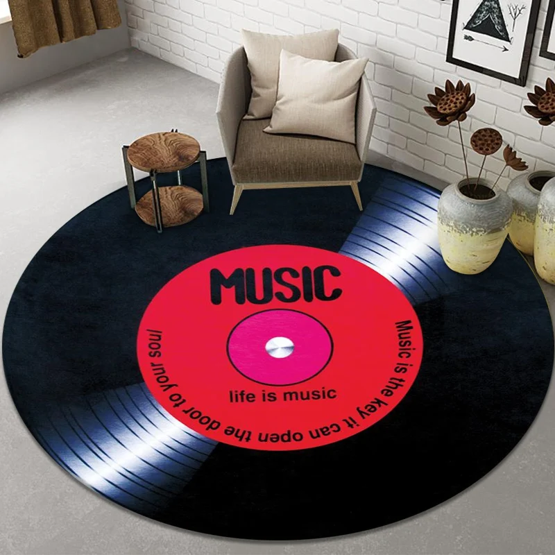 Retro Colored Vinyl Records Music Background Area Rugs Living Room Floor  Mat Rug