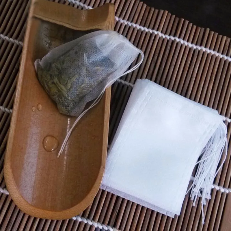 100 шт./компл. нетканые чайные мешки ткани пустые сумки с струной заживления уплотнения фильтровальной бумаги для травяной листовой чай сумка Поставки - Цвет: Белый