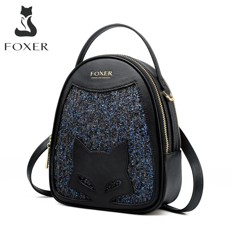 FOXER из воловьей кожи блестящие кожаные Мини Блестящие сумочки женские маленькие