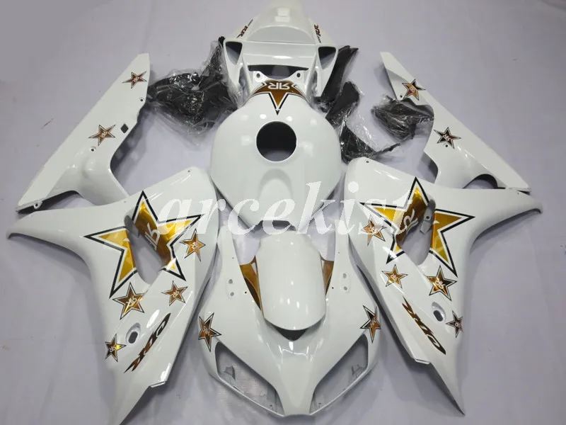 

4Gifts New ABS Injection mold Full Fairing Kit Bodywork set fit for HONDA CBR1000RR 1000RR 2006 2007 06 07 custom white golden