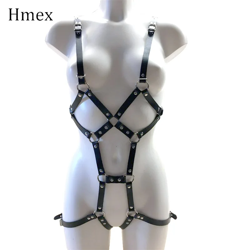  Sexy Women Leather Harness Garter Belts Men Punk Gothic Suspenders Bondage Straps Bra Garter Body H