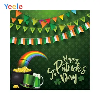 

Yeele St. Patrick's Day Green Hat Beer Gold Party Child Photography Backgrounds Custome Photographic Backdrops For Photo Studio