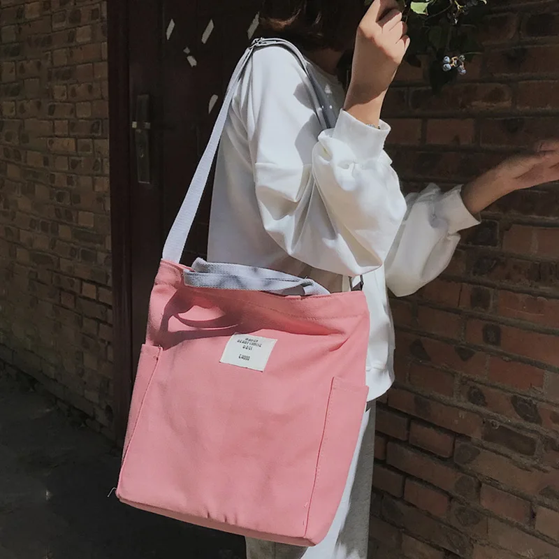 Женская Парусиновая Сумка-тоут, Женская Повседневная сумка на плечо, складная многоразовая сумка для покупок, версия универсальной простой художественной сумки