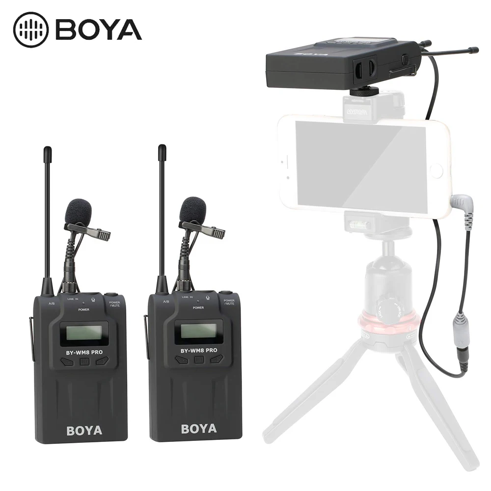 BOYA BY-WM8 Pro K1/K2 Mic беспроводные ПЕТЛИЧНЫЕ микрофонные системы для видео интервью трансляции Canon Nikon DSLR камера видеокамера