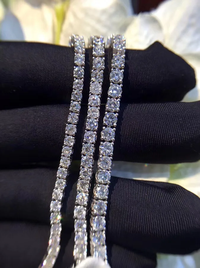 TB264 0,1/0,3/0,5 карат/за штуку маленький камень роскошные NSCD Имитация драгоценного камня, 925 стерлинговые серебряные браслеты, браслеты Теннисный браслет