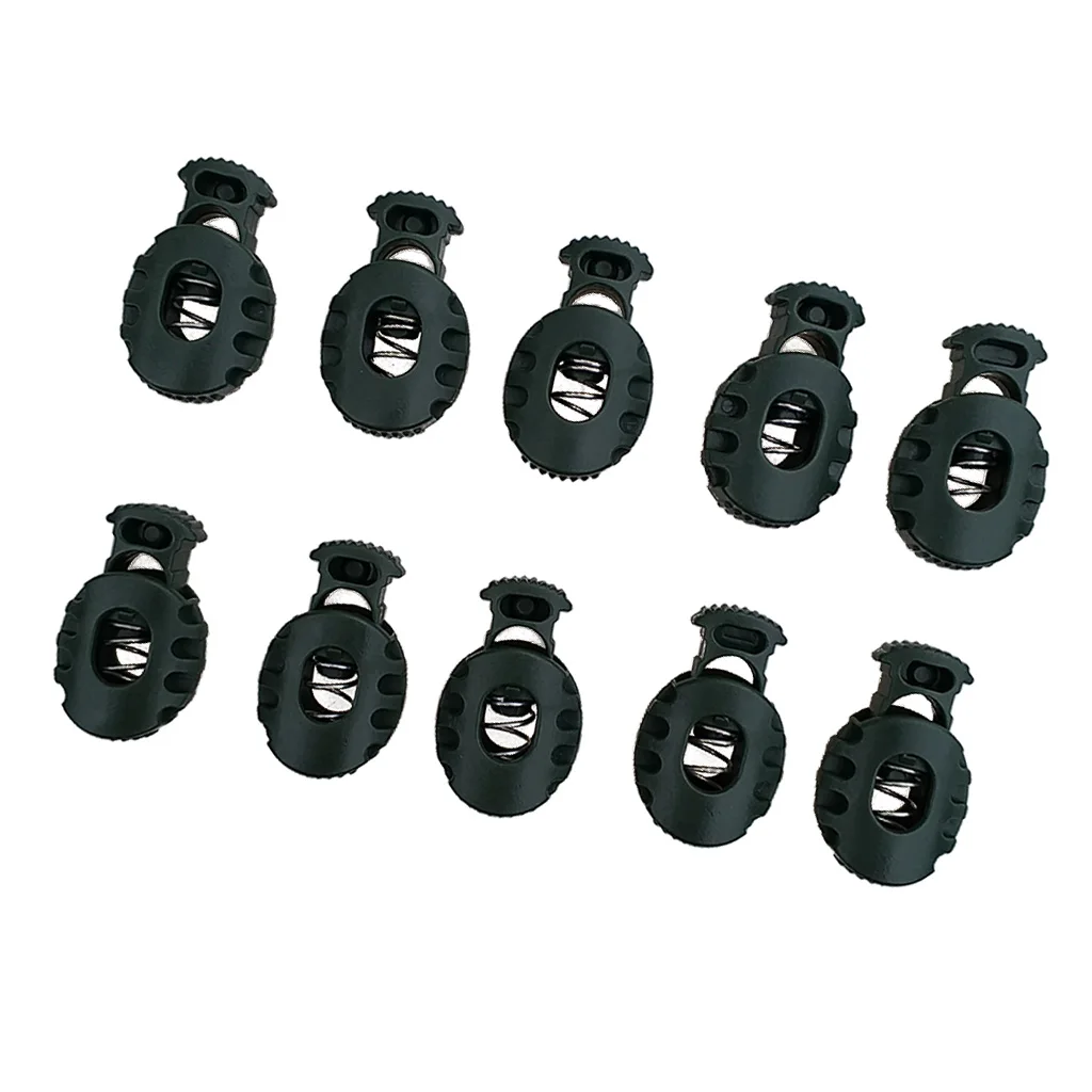 10/50 Pcs/pack Single Hole Cord Lock with Spring Load Plastic Spring Toggle Stopper Cord Rope End Locks for Drawstrings 
