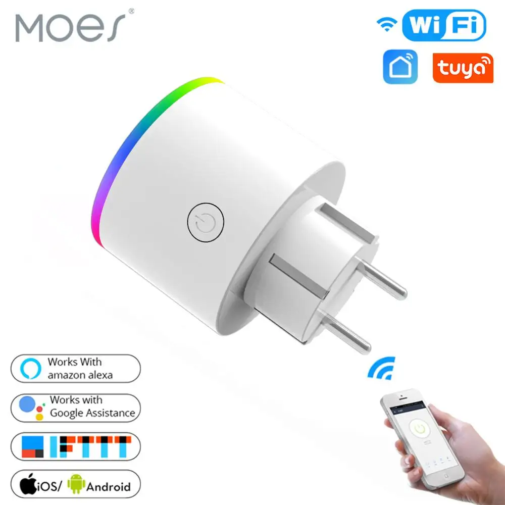 

WiFi Smart Plug RGB Wireless Power Socket Smart Life/Tuya App Remote Control Work with Alexa Google Home No Hub Required
