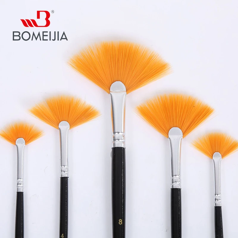 Fan Paint Brush Set Nylon Hair Acrylic and Oil Brushes 5Pcs