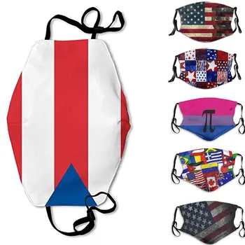 

Faceshield Unisex Cotton Face Masks Washable Reusable Facemask PM2.5 Cloth Maske American Flag Print Breathable Respirator