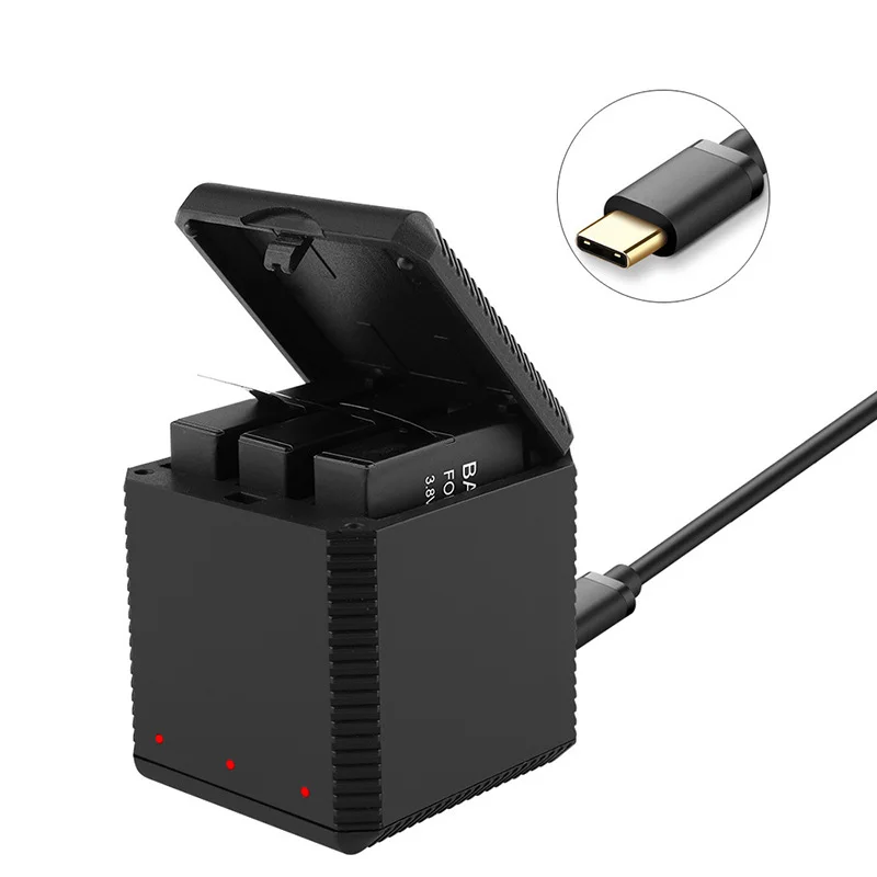 3-полосный светодиодный зарядное устройство для Insta 360 One X 3 Аккумуляторный блок зарядный кабель type-C для Insta360 набор аксессуаров для камеры One X