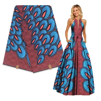 

Royal blue Wax fabrics 6 yards High Quality African100% Cotton Fabric African wax Material