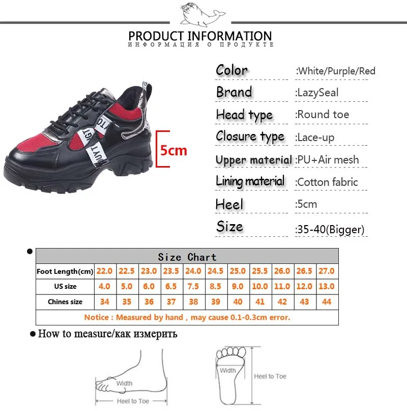 LazySeal/обувь, увеличивающая рост; женские кроссовки; ботильоны для женщин; обувь на шнуровке с круглым носком на массивном каблуке; женский Вулканизация