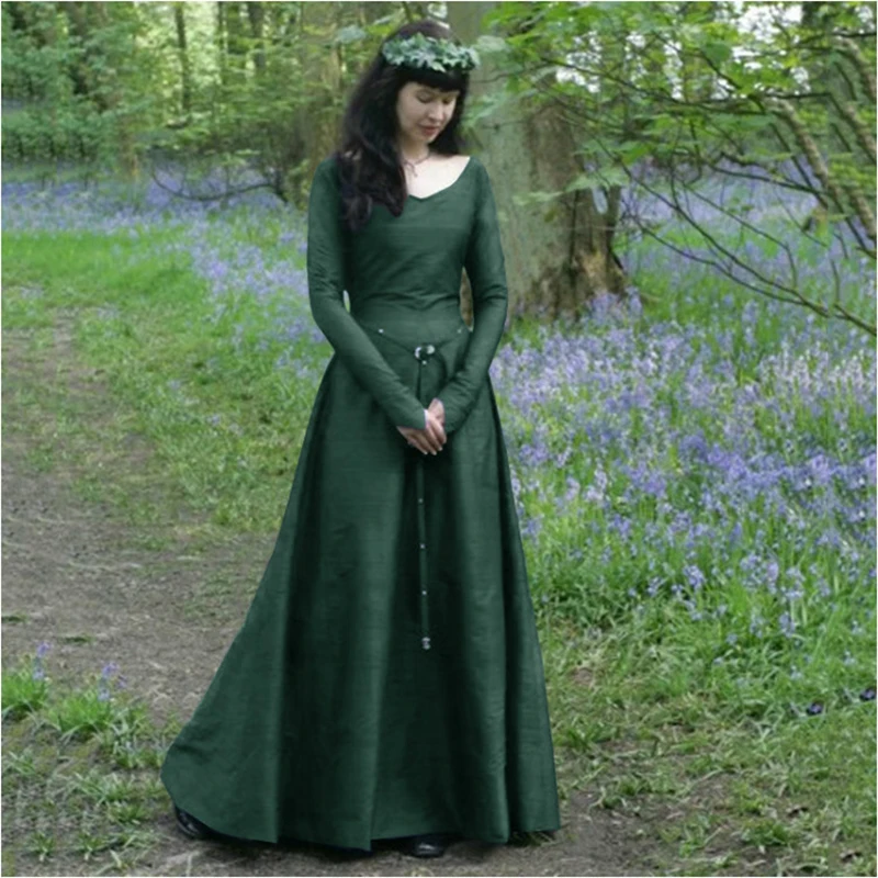 Women Witch Dress Halloween Cosplay Costumes Scary Vampire Witch Dress for Women Medieval Maxi Dress Plus Size