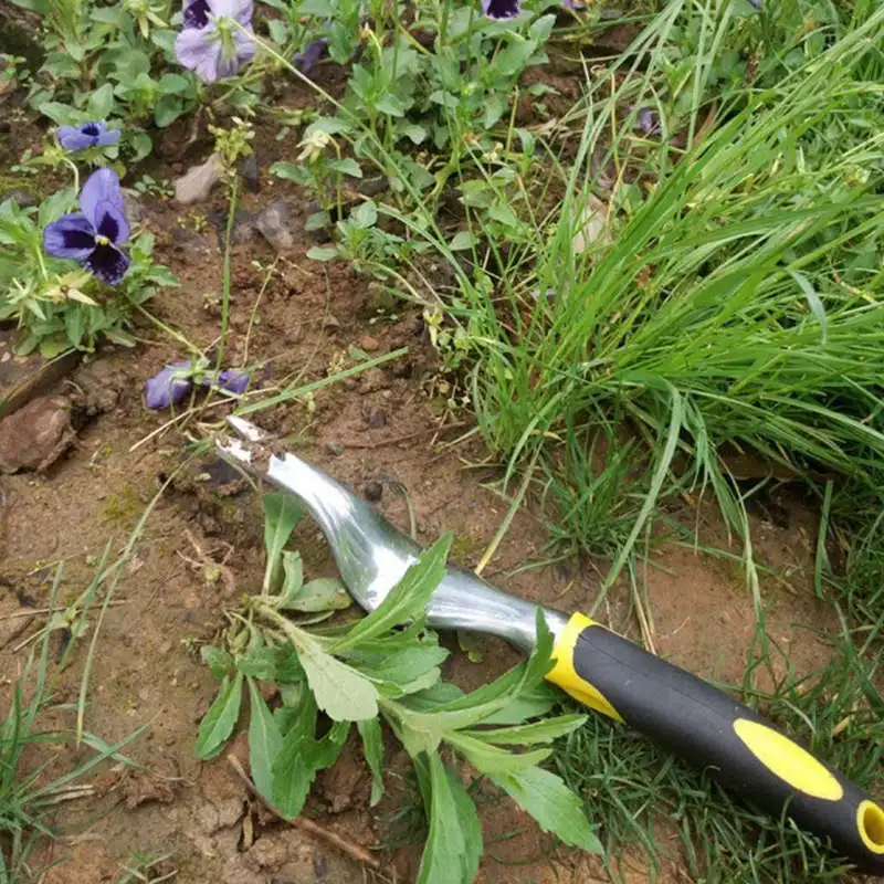 HHO-Раздвоенная головка ручной Weeder Съемник Патио Алюминиевый сплав ручка сад удалить Лопата против сорняков сад во дворе обрезки инструменты