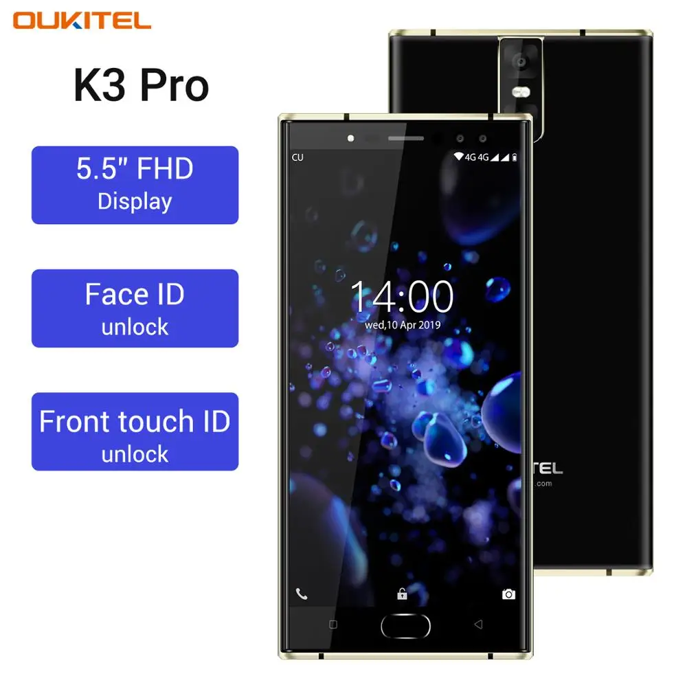 Мобильный телефон Oukitel K3 Pro Android MT6763 Octa Core 4 Гб 64 Гб 5," FHD экран 6000 мАч 4 камеры 9 в 2 а Быстрая зарядка смартфон