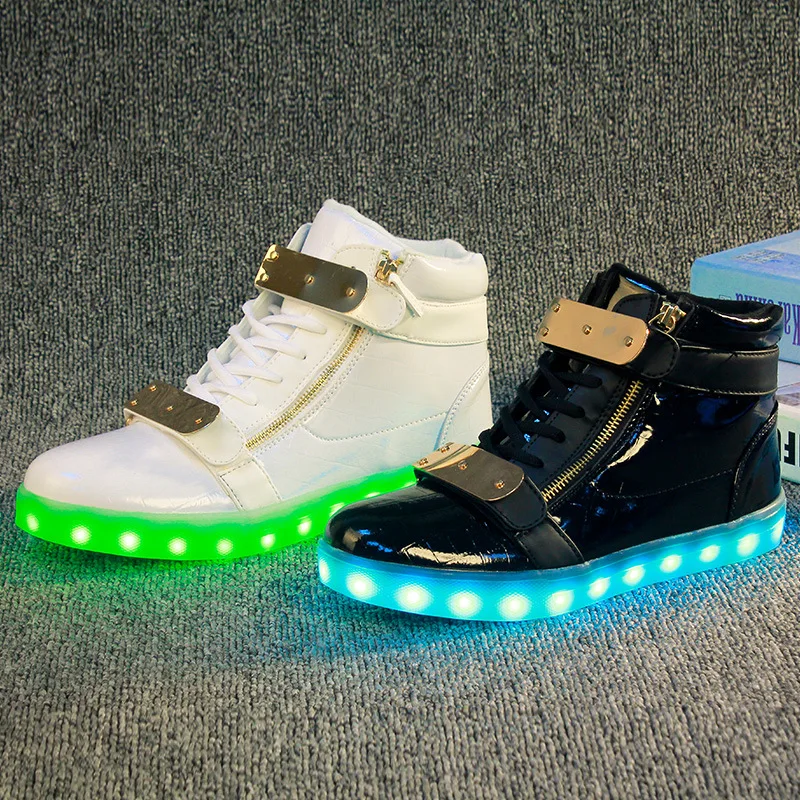 

Spring And Summer New Style Couples USB Charging Light Shoes LED Colorful Hight-top Iron Piece Korean-style Men And Women Childr