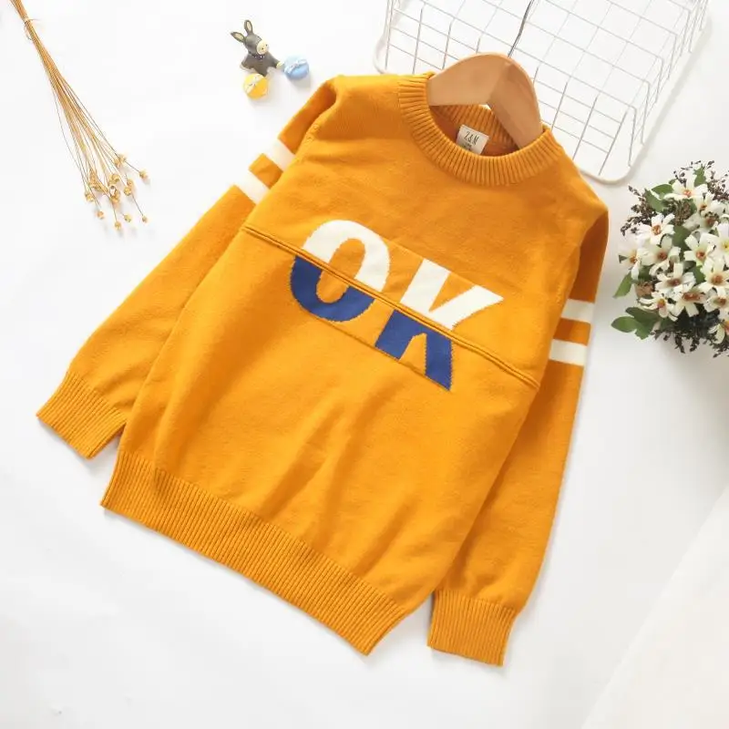 

2018 Autumn New Style Boys' Sweater Children Lettered Case Core-Spun Yarn Korean-style Fashion