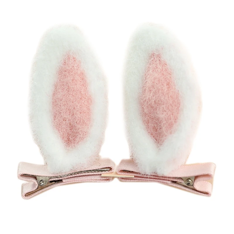 Haarspangen Bärenohren Mit Schleife – 2 Stück, Rosa/weiß, Ca. 8,5x7 Cm, Für Cosplay, Party, Lolita-Stil