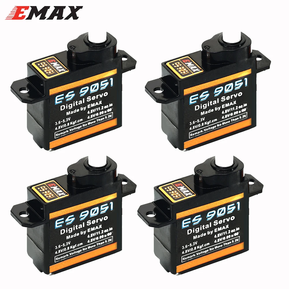 

EMAX ES9051 ES 9051 4.8-5.5V 4.3g 0.8kg Gear Digital Servo Futaba JR Plug For 3D F3P Airplanes Helicopter Car RC Accessories Toy