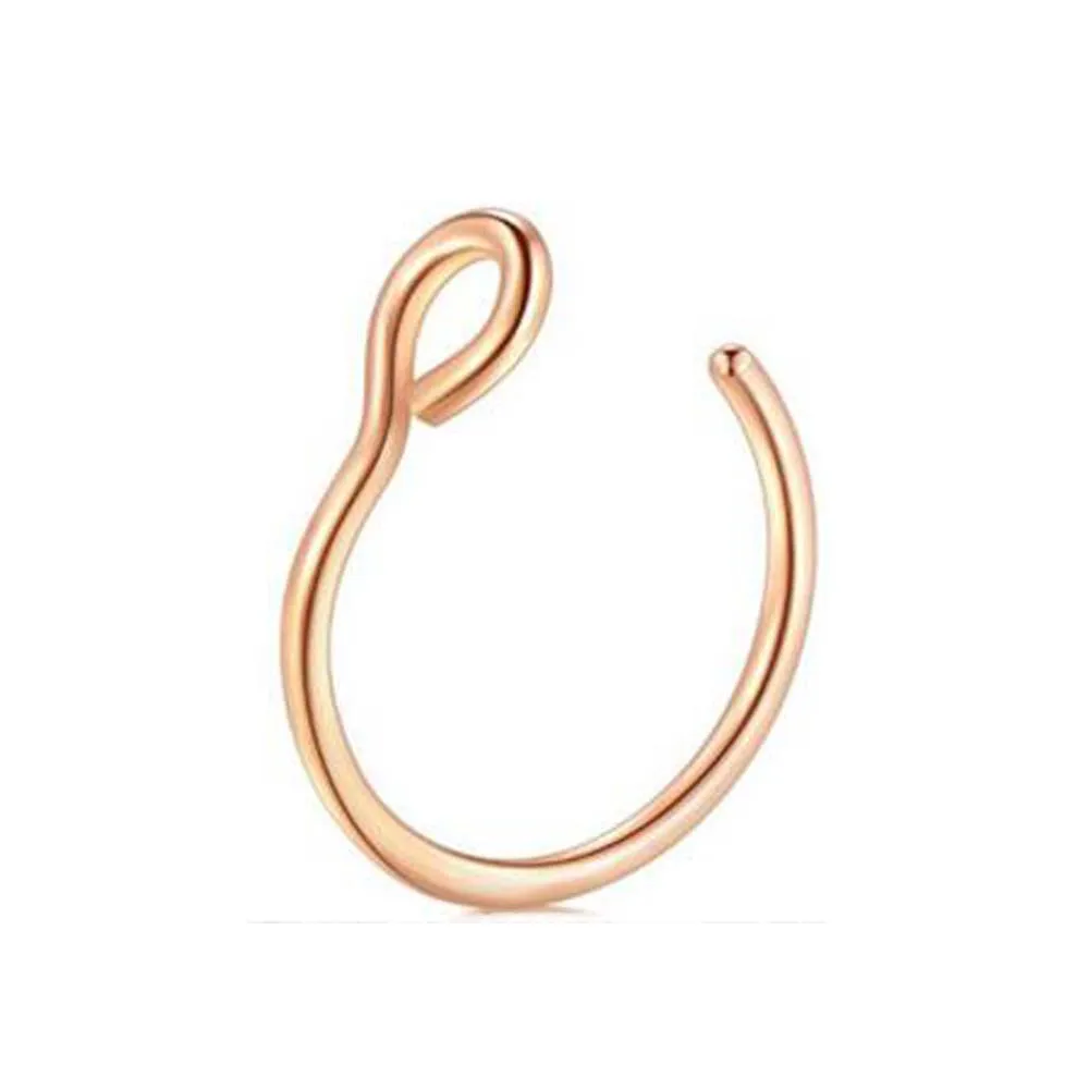 1PC Steel Fake Nose Ring Labret Lip Ring C Clip Lip Helix Piercing Tragus Rose Gold Faux Septum Rings Hoop Neus Piercing Jewelry