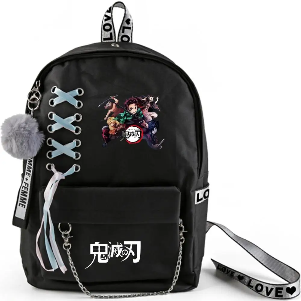 Новый рюкзак Harajuku женский в стиле аниме Demon Slayer Kimetsuno Yaiba тканевый школьный