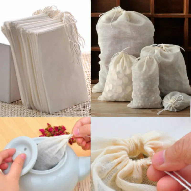 10-100Pcs Reusable 8x10cm New Cotton Muslin Drawstring Bags for Soap Herbs Tea | Дом и сад