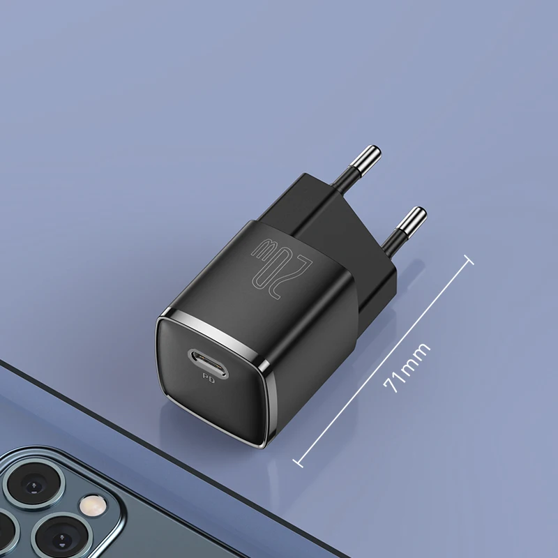 Baseus USB tipo C cargador 20W cargador USB C portátil soporte tipo C PD carga rápida para iPhone 15 14 13 12 Pro Max 11X8 Plus